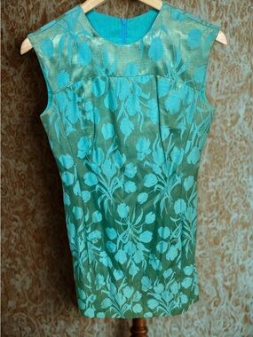 Vintage 60s Mardi Gras New York Silk Sleeveless Floral Shift Dress Size Sm